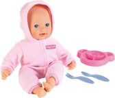 Klein Toys Baby Coralie knuffelpop - 27x10x40 cm - incl. bord, lepel en vork - zachte pop - roze