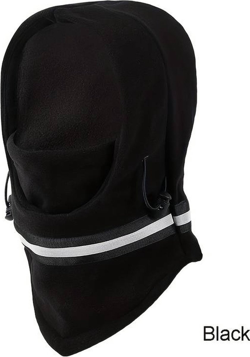 Verstelbare Fleece Bivakmuts Met reflectie Veiligheidsstrip I Nekwarmer I Winddicht I UV-bescherming I Ski Masker I Scooter Maker I Wintermasker I Wintermuts I Zwart