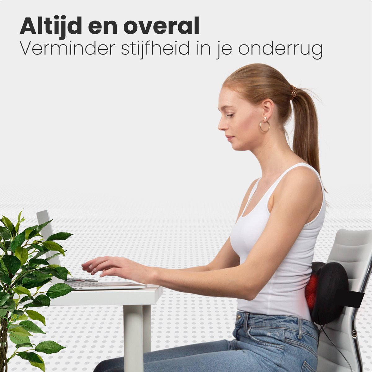 Afbeelding 3 van Auronic Shiatsu Massage kussen - Elektrisch Nek en Rug Massage Apparaat - 1.8m kabel - Warmte Functie – Zwart