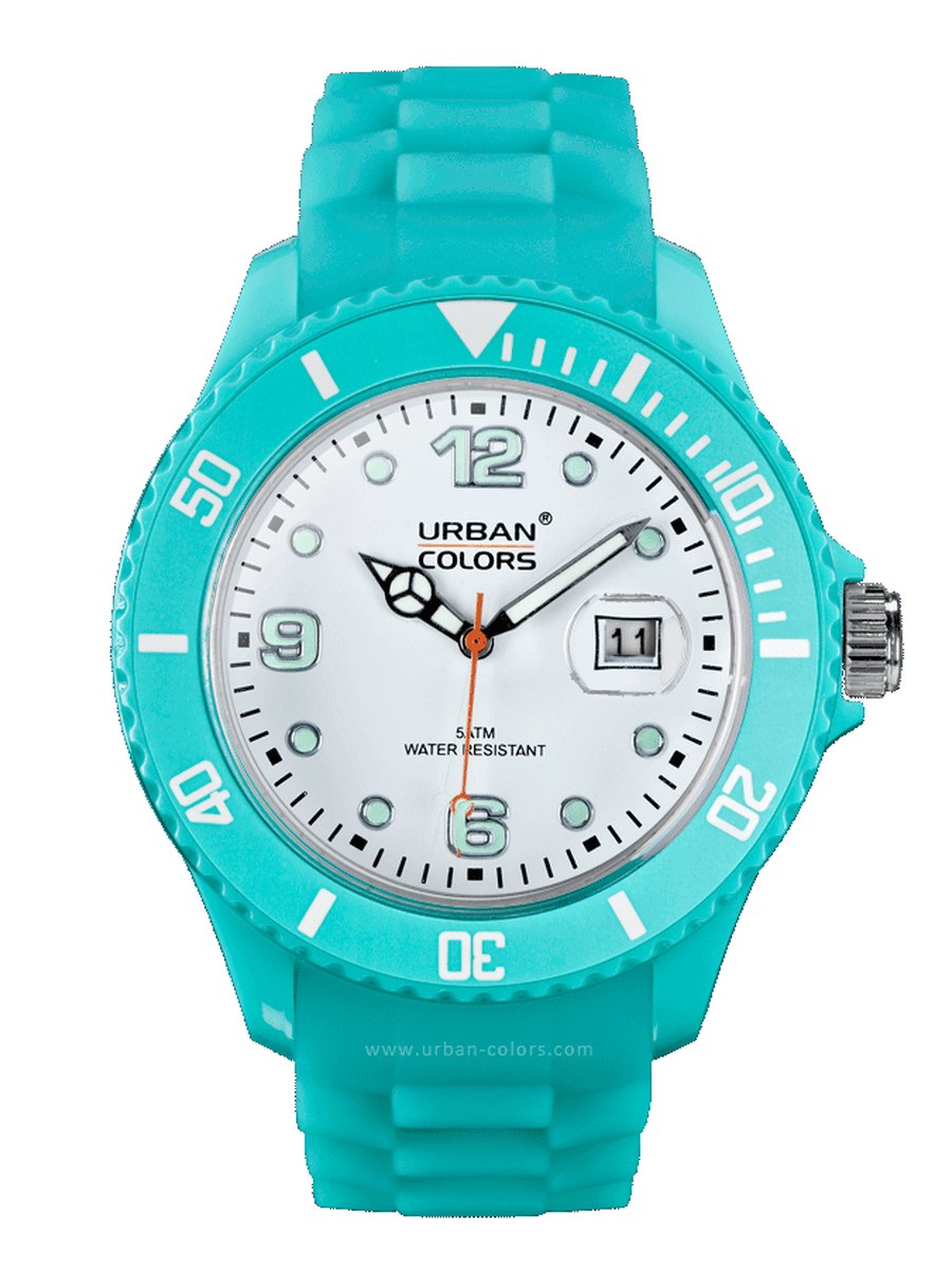 URBAN COLORS Horloge Turquoise / Wit - Inclusief luxe verpakking