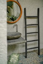 Teakea - Teakhouten Ladder | Zwart Gecoat Teak | 50x5x150 | Handdoekladder | Decoratieve Ladder 5 Stijlen