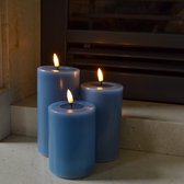Deluxe Homeart Indoor LED kaars Ice Blue Set van 3 (7,5x10cm, 7,5x12,5cm, 7,5x15cm)
