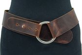 Thimbly Belts Dames afhangceintuur bruin vintage - dames riem - 5.5 cm breed - Bruin - Echt Leer - Taille: 85cm - Totale lengte riem: 100cm