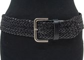 Thimbly Belts Ceinture tressée pour femme noir - ceinture pour femme - 6 cm de large - Zwart - Cuir véritable - Tour de taille : 90 cm - Longueur totale de la ceinture : 105 cm