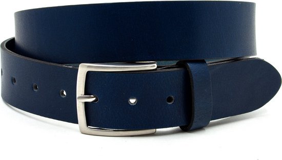 Thimbly Belts Ceinture pour jeans séparée bleu - ceinture homme et femme - 4 cm de large - Blauw - Cuir véritable - Tour de taille : 90 cm - Longueur totale de la ceinture : 105 cm