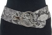 Thimbly Belts Afhang ceintuur zwart/wit slangenprint - heren en dames riem - 6.5 cm breed - Zwart / Wit - Echt Kunstleder - Taille: 85cm - Totale lengte riem: 100cm