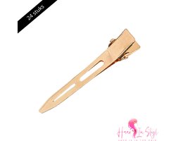 Haar in Stijl® | 24 stuks Gouden Metalen haarclips | haarklem | kapper haar tools clips klips klem