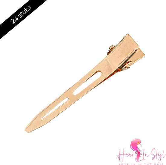 Haar in Stijl® | 24 stuks Gouden Metalen haarclips | haarklem | kapper haar tools clips klips klem