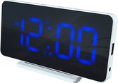 Caliber Slimline - Wekker - Digitale Wekker - Twee alarmen - Groot Dimbaar Blauw Display - USB Oplader - Wit (HCG021)