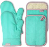 Coziselect Gloves de four résistants à la Heat et Set de Gloves en silicone Design, adaptés pour la cuisine, la pâtisserie, les grillades, vert