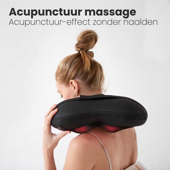 Auronic Draadloos Shiatsu Massagekussen - Elektrisch Nek en Rug Massage Apparaat - Warmte Functie - Zwart - Auronic