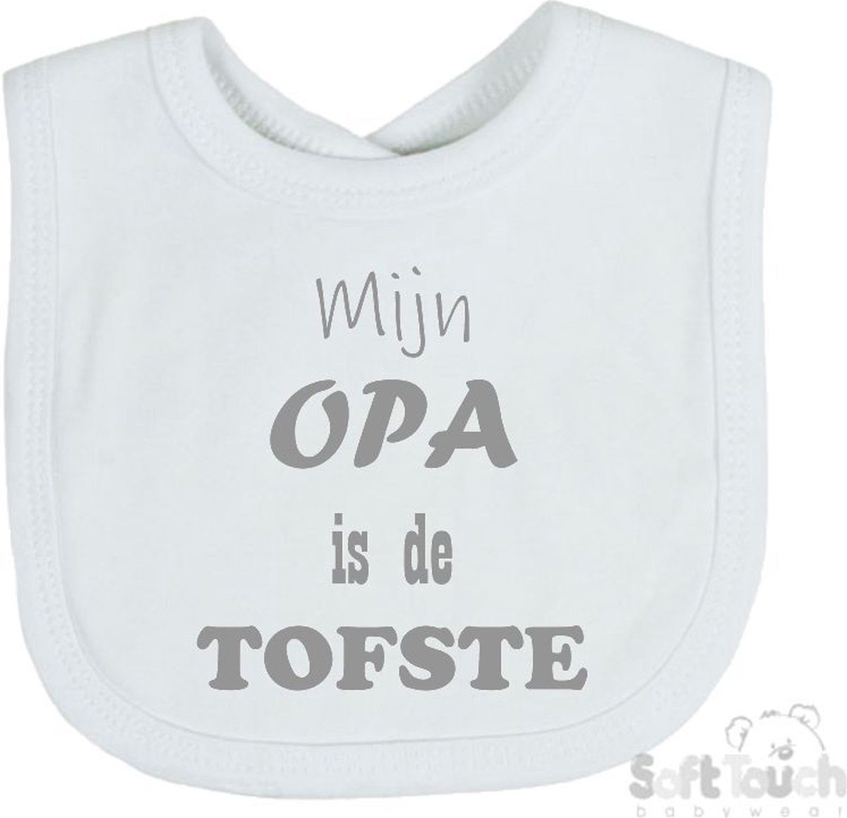 Goedkoopste Soft Touch Slabber Slabbetje Slab Mijn Opa is de TOFSTE Unisex Katoen Wit/grijs Maat 33x22 Cm