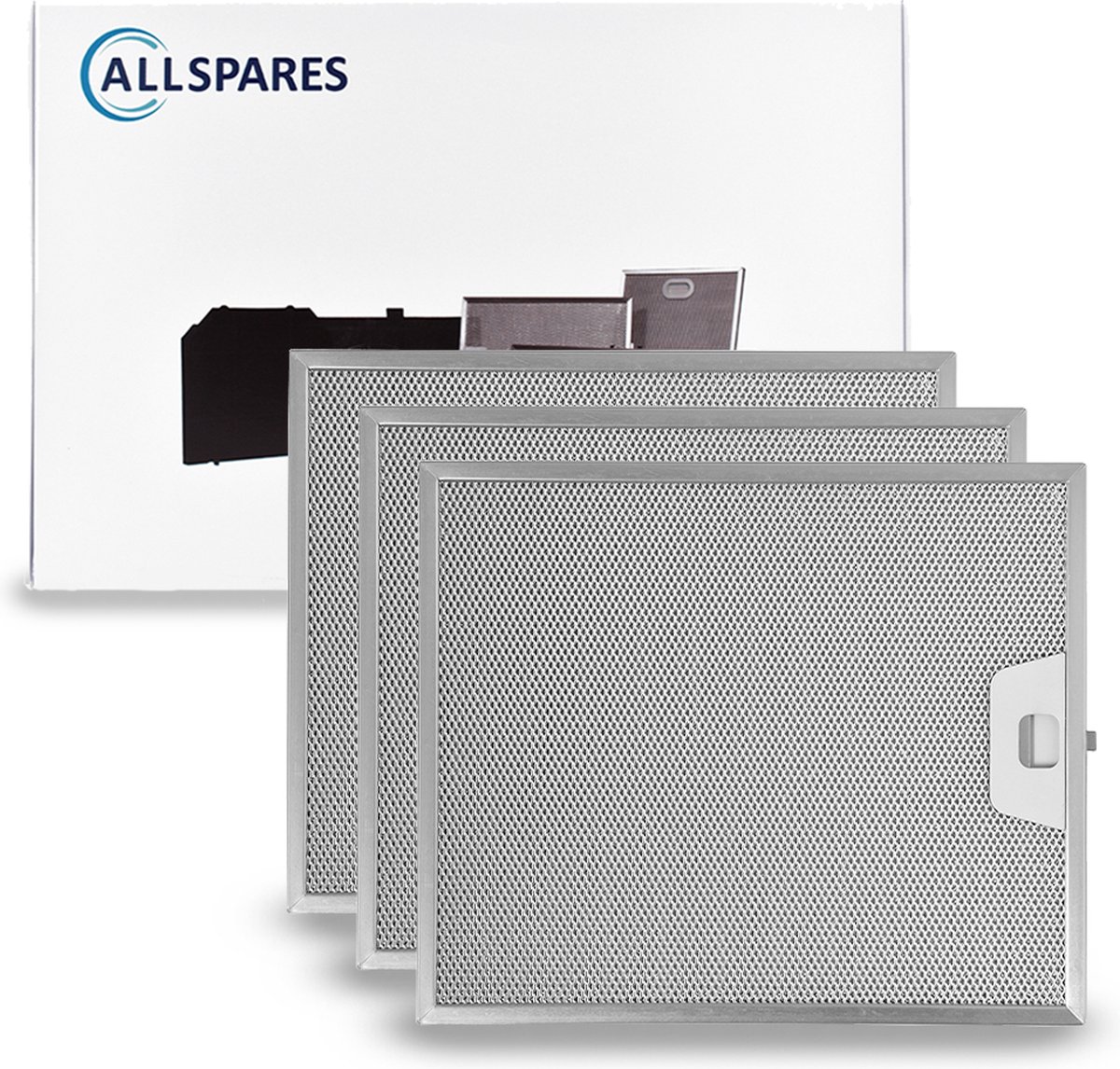 AllSpares Metaalfilter (3x) voor afzuigkappen geschikt voor AEG-Electrolux Zanussi 50248271004 en Faber 1330071330 (300x253x7mm)