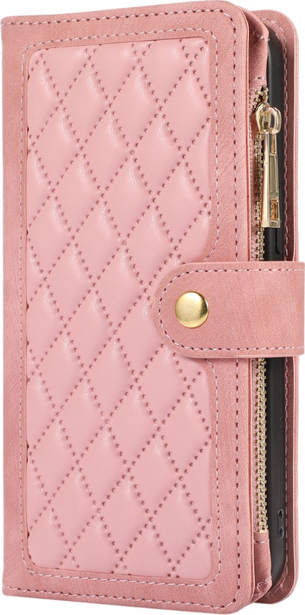 Hoesje geschikt voor iPhone 7 - Bookcase - Pasjeshouder - Portemonnee - Koord - Kunstleer - Roze