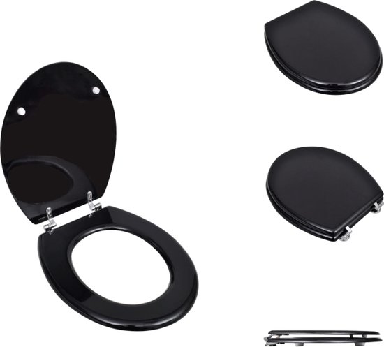 vidaXL Toiletbril Universeel - MDF - Verstelbaar - Zwart - 45 x 36 x 5 cm - Toiletbril