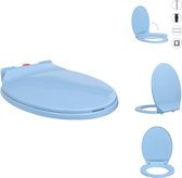 vidaXL Toiletbril Blauw Ovaal 46 x 34 cm - Soft-close Quick-release - Geschikt voor alle reguliere toiletpotten - Toiletbril