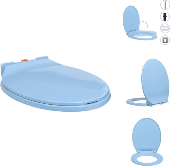 vidaXL Toiletbril Blauw Ovaal 46 x 34 cm - Soft-close Quick-release - Geschikt voor alle reguliere toiletpotten - Toiletbril