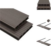 vidaXL Ensemble de planches de terrasse HKC - Marron foncé - 25 mm d'épaisseur - 40 planches - 20 quilles - 600 pinces - 630 vis - 230 vis d'expansion - 30 pinces de départ - Sol