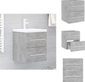 vidaXL Meuble d'évier - Gris béton - 41 x 38,5 x 48 cm - 1 tiroir - Aggloméré - Meuble de salle de bain