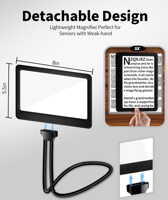 iFCOW 1. 8X Handsfree Vergrootglas met Licht en Stand Flexibele