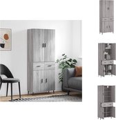 vidaXL Hoge Kast - Dressoir en Opzetkast - Grijs Sonoma Eiken - 69.5 x 34 x 180 cm - Duurzaam Materiaal - Keukenkast
