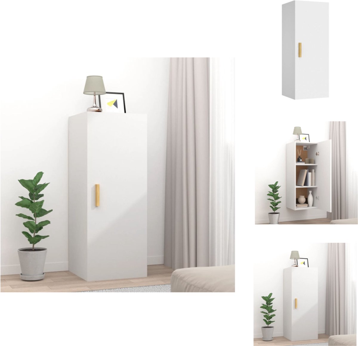 VidaXL Wandkast naam Voor opbergen en decoratie 34.5 x 34 x 90 cm Stevig en vochtbestendig Wandsteun