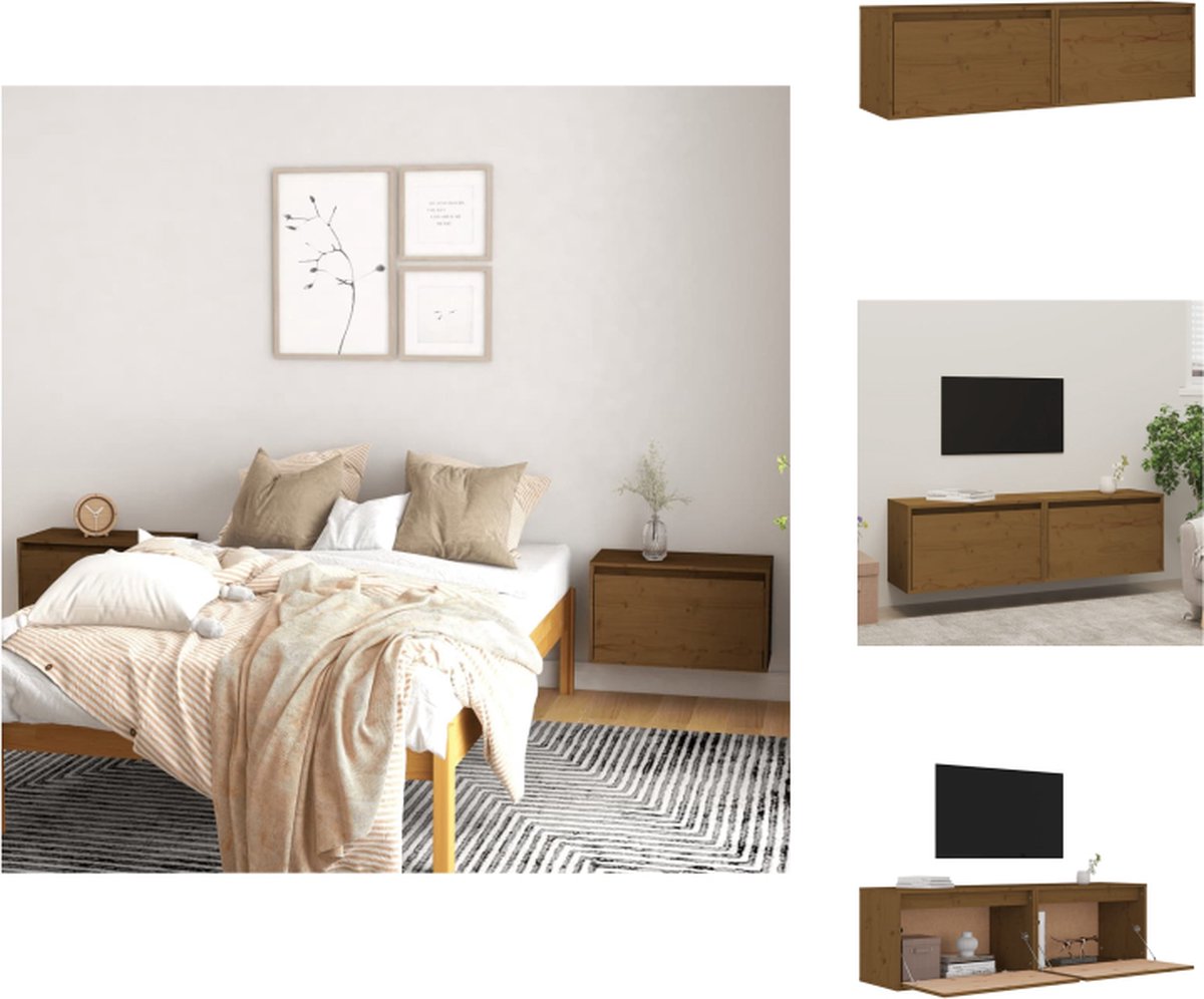 Wandkast 30x30x60 cm massief grenenhout honingbruin