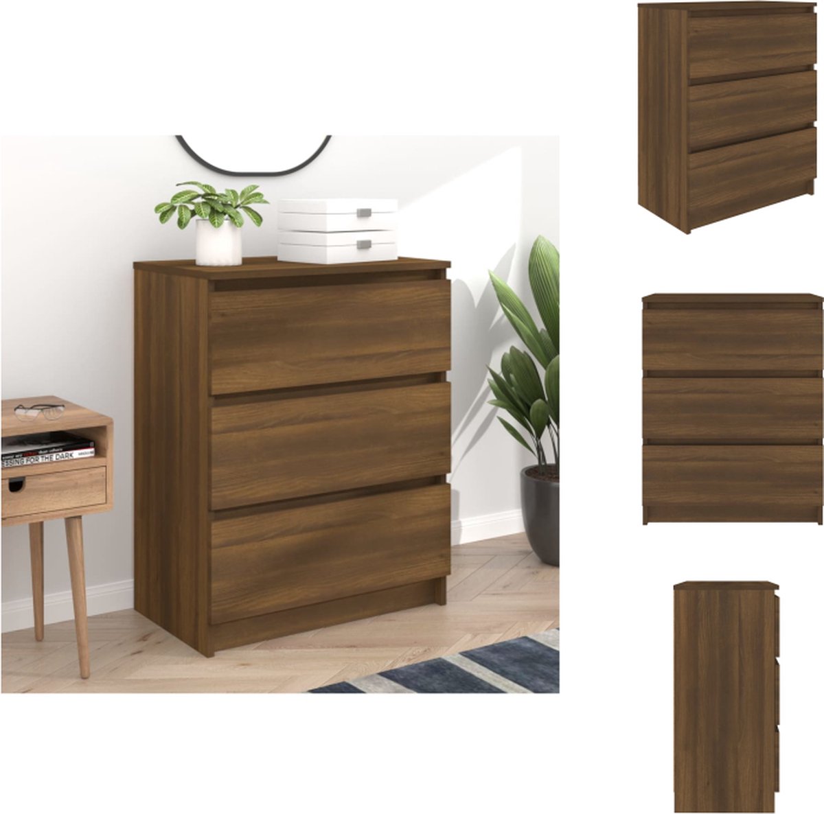 VidaXL Dressoir Minimalistisch Dressoir 60 x 35 x 76 cm Bruineiken Keukenkast