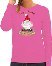 Bellatio Decorations foute kersttrui/sweater dames - Kado Gnoom - roze - Kerst kabouter L