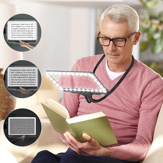 NZQXJXZ 5X Grote Vergrootglas met Licht, Oplaadbare Handsfree