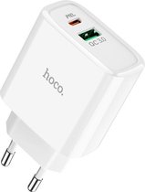 HOCO C57A Speed Charger PD+QC3.0 Duo-poort 18W oplader - Power Delivery + Quick Charge 3.0 oplader - Voor Apple iPhone, Samsung, Huawei, Xiaomi, etc - Wit