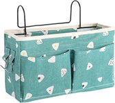 Bed Organizer hoogslaper opslag voor hoogslaper multifunctionele bedtas met Darhthaken bedorganizer opknoping kinderbank opbergen, voor stapelbedboek, tijdschrift, koptelefoon, groen