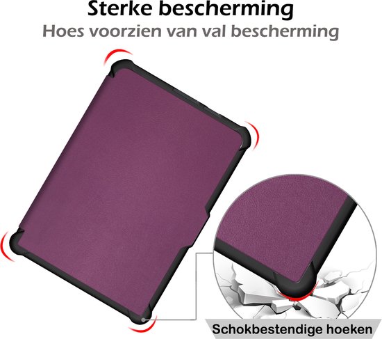 Hoesje Geschikt voor Kobo Clara HD Hoes Book Case - Hoes Geschikt voor Kobo Clara HD Hoesje Book Cover Met Screenprotector - Paars van Hoesje  — afbeelding 5