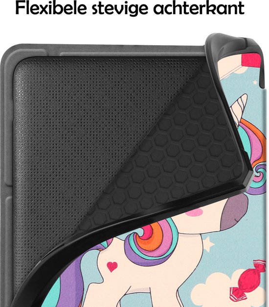 Hoesje Geschikt voor Kobo Libra 2 Hoes Bescherm Hoesje Case Sleep Cover Trifold Met Screenprotector - Hoes Geschikt voor Kobo Libra 2 Hoesje - Eenhoorn van Hoesje  — afbeelding 5