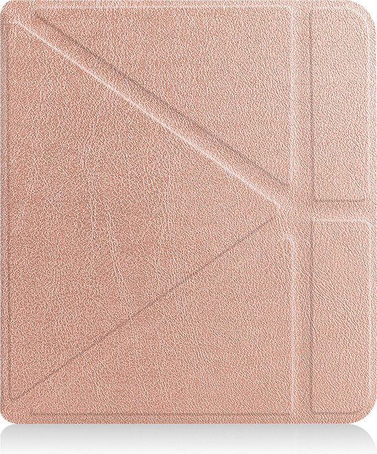 Hoes Geschikt voor Kobo Libra 2 Hoesje Bookcase Cover Book Case Hoes Sleepcover Trifold Met Screenprotector - Rosé Goud van Mango Cover — afbeelding 5
