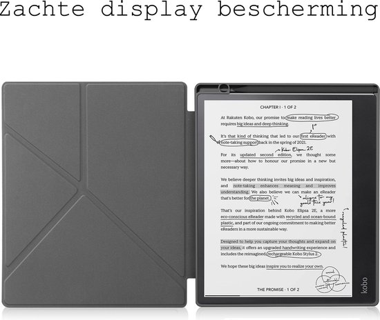 Hoesje Geschikt voor Kobo Elipsa 2E Hoes Book Case Trifold - Hoes Geschikt voor Kobo Elipsa 2E Hoesje Book Cover Met Screenprotector - Galaxy van Hoesje  — afbeelding 3