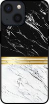 Smartphonica Telefoonhoesje voor iPhone 13 Mini marmer look - backcover marmer hoesje - Zwart Wit / TPU / Back Cover geschikt voor Apple iPhone 13 Mini
