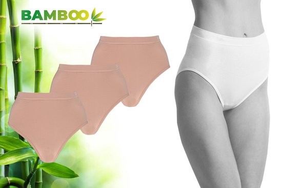 Bamboo Elements - Naadloos Ondergoed Dames - Bamboe - 3 Stuks - High Waist Slips - Nude - S - Corrigerend Dames Ondergoed - Lingerie - Onderbroeken Dames - Dames Slips - Ondergoed Dames