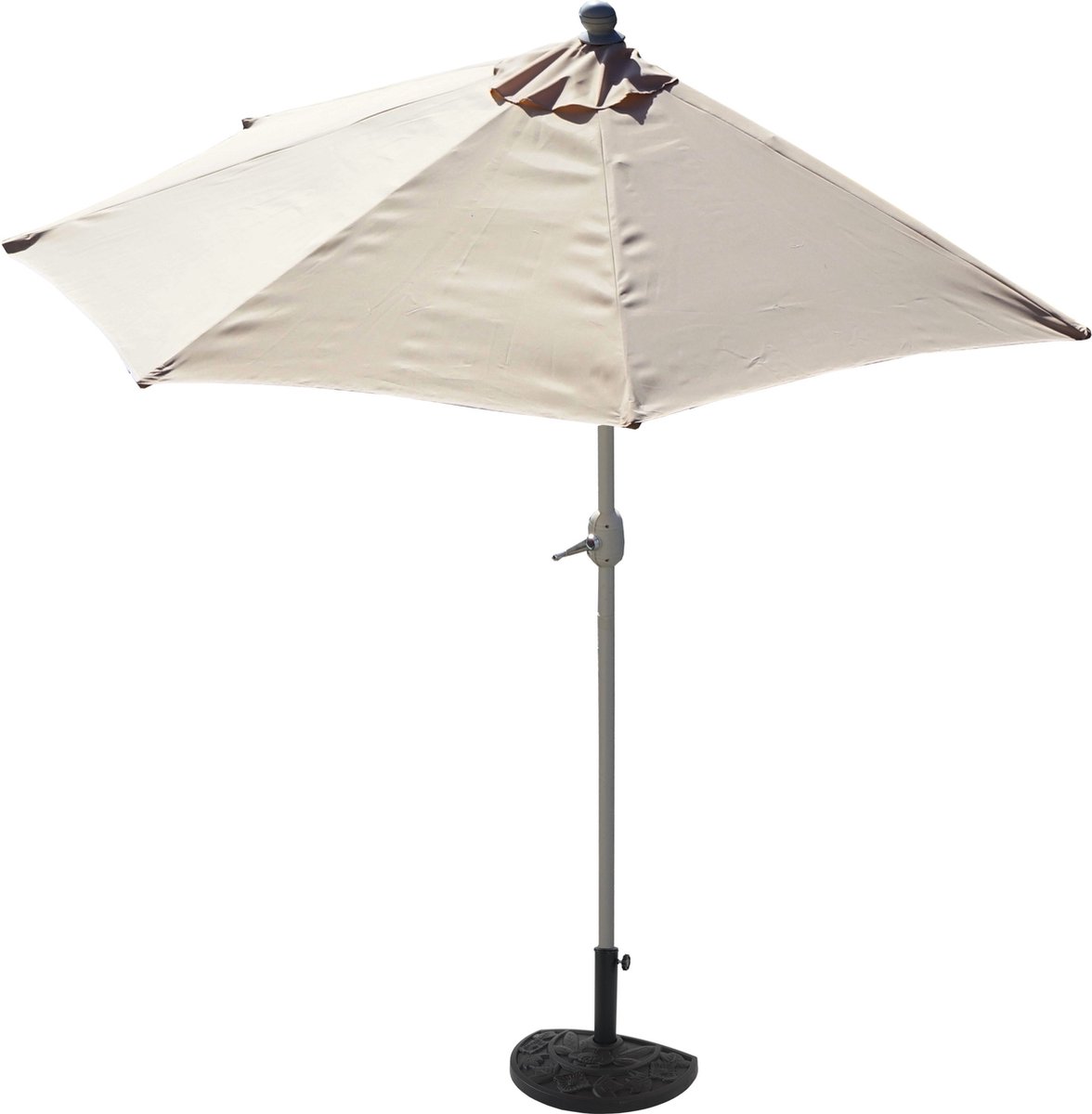 Parla halfronde parasol, balkonparasol, UV 50+ polyester/aluminium 3kg ~ 270cm crème met voet