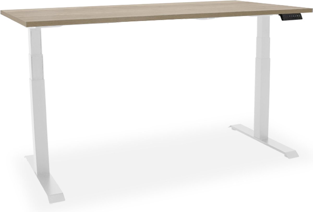 Elektrisch zit-sta bureau Essential NPR - 160x80cm - medium oak/wit