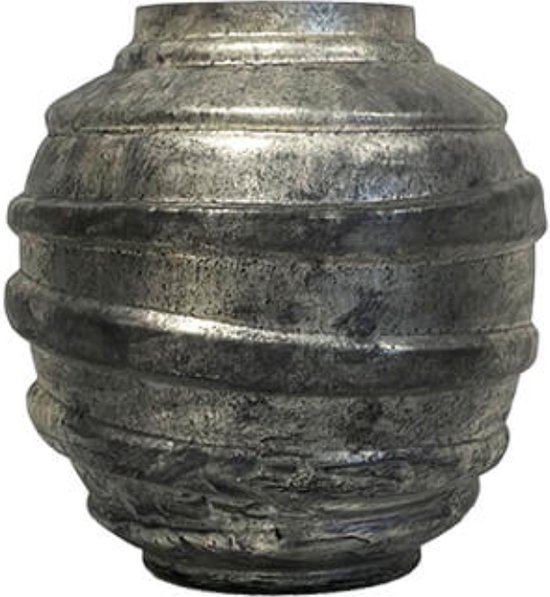 Vaas - glazen vaas - spiraal zilver - by Mooss - rond 27cm