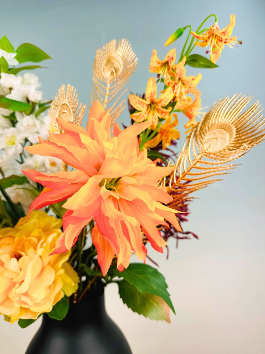 Droogbloemetjes.nl Zijden bloemen boeket “Golden Hour” 60 cm Exclusief vaas Prachtige gedetailleerde bloemen Jarenlang plezier