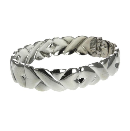 Behave Armband - bangle - patroon - zilver kleur - dames - scharniersluiting - 17.3 cm