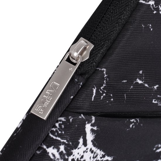 Housse pour ordinateur portable 15,6 pouces XV - Housse pour ordinateur portable avec compartiments Extra - Marbre Zwart