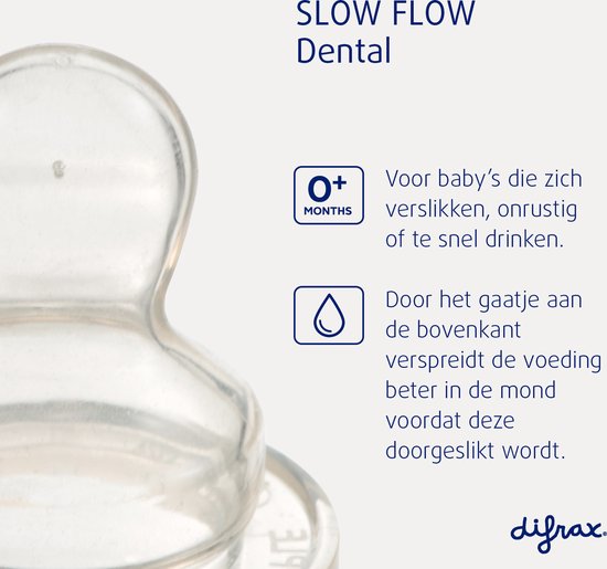 Difrax Flessenspeen Dental voor smalle babyflessen - Maat Small - 2st van Difrax — afbeelding 3