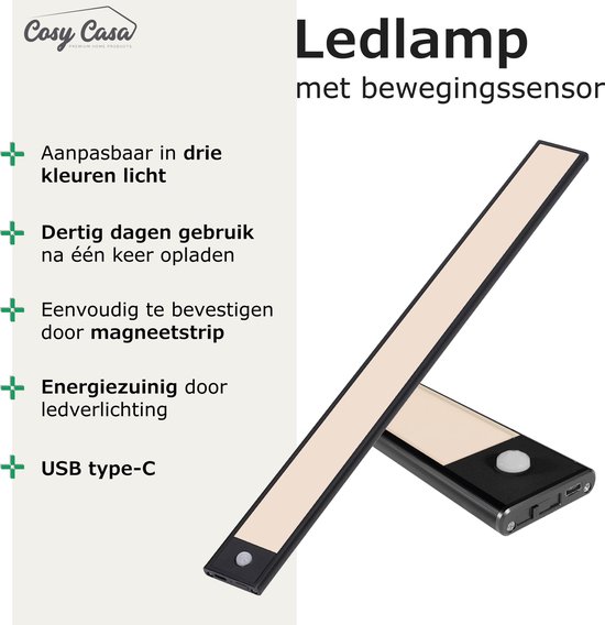 Brendz LED ronde Kastverlichting met Bewegingssensor, USB-C Oplaadbaar