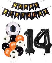 Cijfer Ballon 14 | Snoes Champions Voetbal Plus - Ballonnen Pakket | Oranje en Zwart