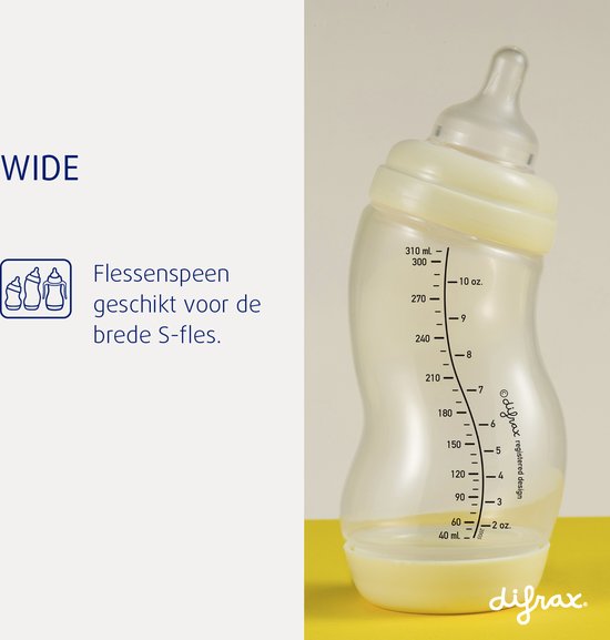 Difrax Flessenspeen Wide voor brede babyflessen - Maat Large - 2 stuks van Difrax — afbeelding 3