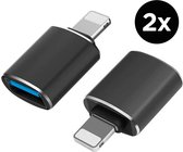 Set van 2 - Lightning naar USB Adapter - USB 3.0 OTG Adapter naar Lightning - Geschikt voor iPhone en iPad - Data overzetten van Geheugenkaart