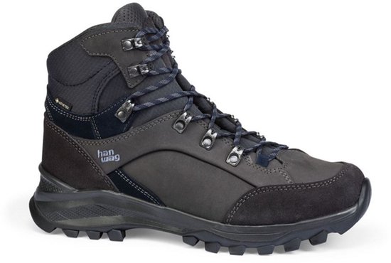 Donkerblauwe Hanwag wandelschoen met suède en textiel, navy/asphalt.